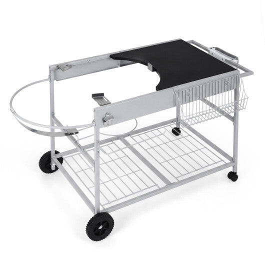 Outdoor Movable Grill Table for 18/22 Inch Weber Original Kettle for Camping-Black W2B
