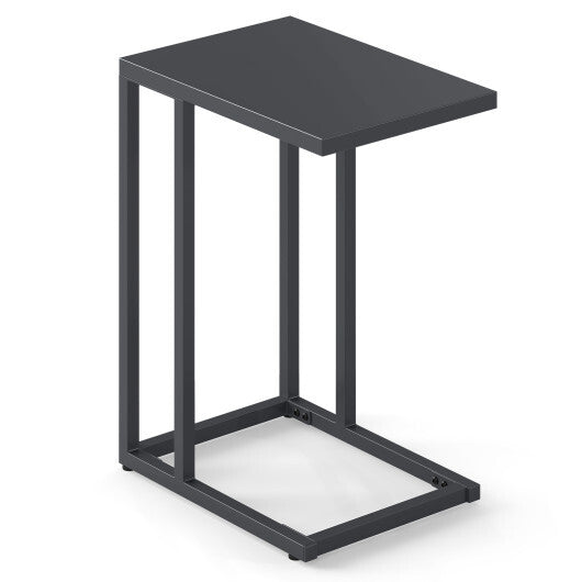 C-Shaped Side Table with Adjustable Foot Pads for Living Room Bedroom-Dark Gray W2B