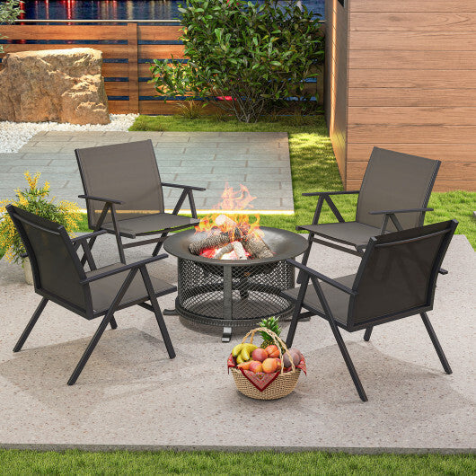 Patio Chairs Set of 2 with Breathable Mesh Fabric and Metal Frame-Gray W2B