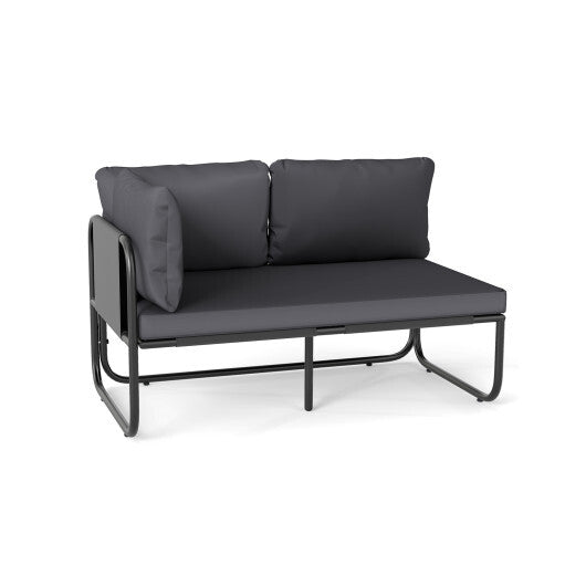 Patio Loveseat Sofa Couch with Removable Pillows and Seat Cushion-Gray