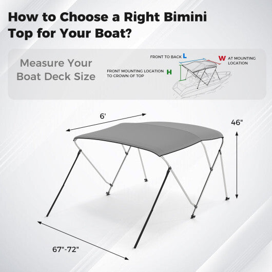 3-Bow/4-Bow Boat Bimini Top Sun Shade Boat Canopy with Storage Boot-4-Bow W2B