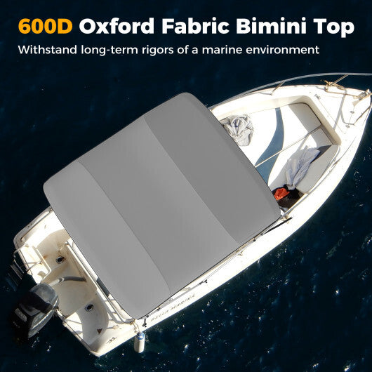 3-Bow/4-Bow Boat Bimini Top Sun Shade Boat Canopy with Storage Boot-4-Bow W2B