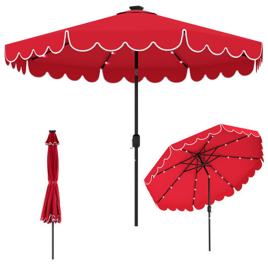 10 Feet Solar Patio Umbrella with 24 LED Lights-Gray W2B
