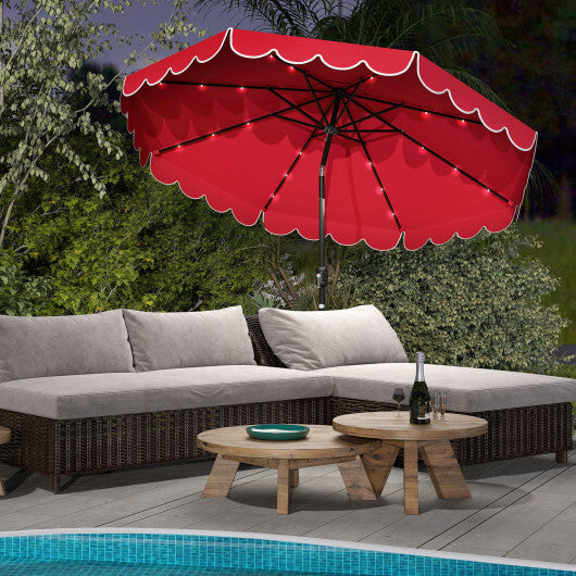 10 Feet Solar Patio Umbrella with 24 LED Lights-Gray W2B