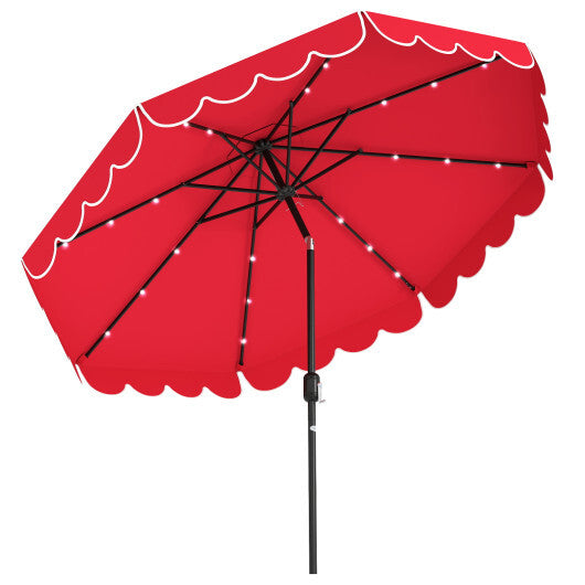 10 Feet Solar Patio Umbrella with 24 LED Lights-Gray W2B