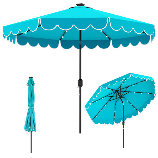 10 Feet Solar Patio Umbrella with 24 LED Lights-Gray W2B