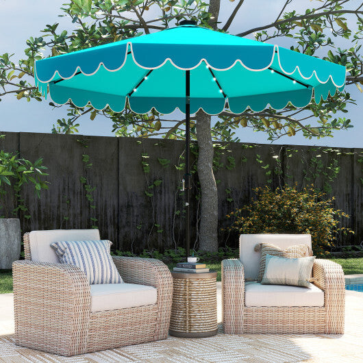 10 Feet Solar Patio Umbrella with 24 LED Lights-Gray W2B