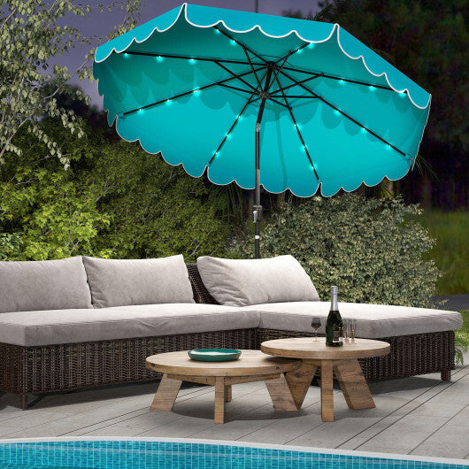 10 Feet Solar Patio Umbrella with 24 LED Lights-Gray W2B