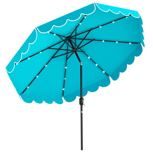 10 Feet Solar Patio Umbrella with 24 LED Lights-Gray W2B