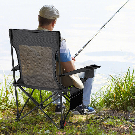 Reclining Camping Chair with Removable Footrest and Adjustable Backrest-Gray W2B