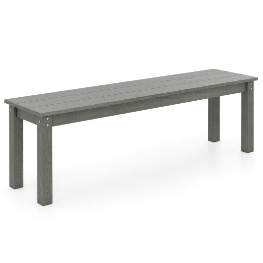 55" HDPE Outdoor Bench 2-3 People Weatherproof Backless Patio Garden Bench-Gray