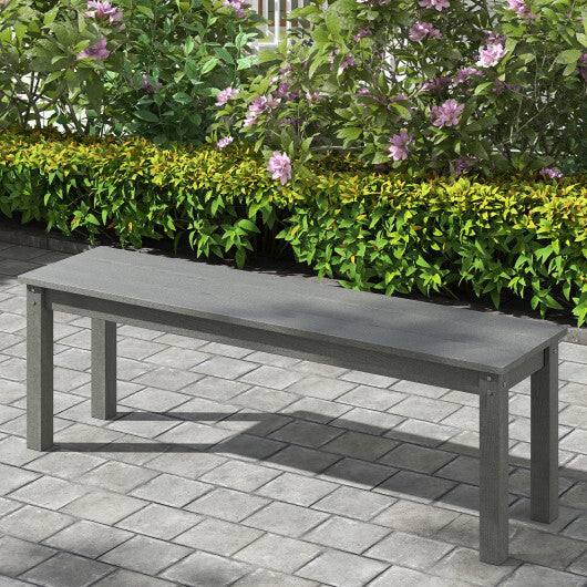 55" HDPE Outdoor Bench 2-3 People Weatherproof Backless Patio Garden Bench-Gray