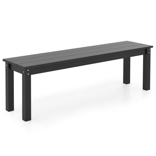 55" HDPE Outdoor Bench 2-3 People Weatherproof Backless Patio Garden Bench-Gray