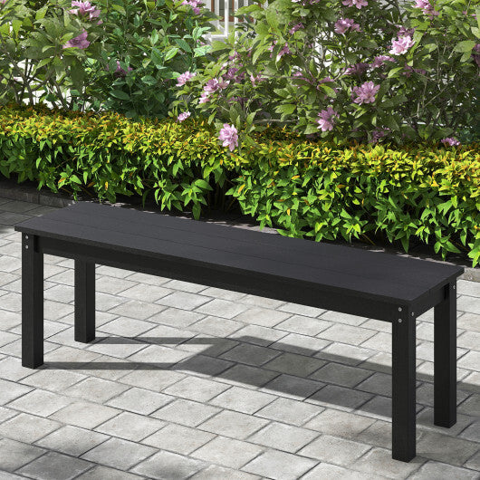 55" HDPE Outdoor Bench 2-3 People Weatherproof Backless Patio Garden Bench-Gray