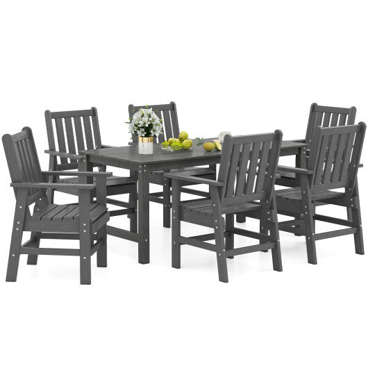 7 Pieces Patio Dining Set Outdoor HDPE Weather Resistant Table and Chairs Set-Black W2B