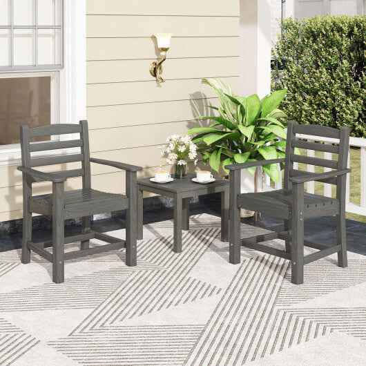 6 Pieces Patio Dining Bench Set Outdoor HDPE Weather Resistant Table and Chairs Set-Grey W2B