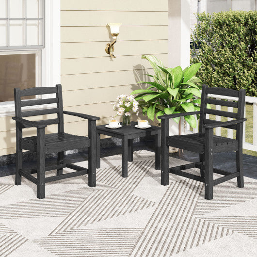6 Pieces Patio Dining Bench Set Outdoor HDPE Weather Resistant Table and Chairs Set-Grey W2B