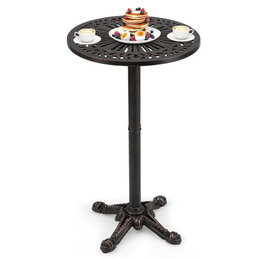 41.5 Inch Patio Round Bar Table Cast Aluminum Bistro Table for Garden-Bronze W2B