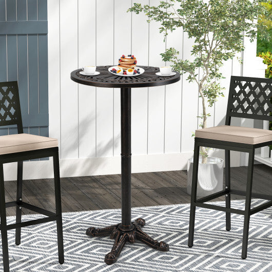 41.5 Inch Patio Round Bar Table Cast Aluminum Bistro Table for Garden-Bronze W2B