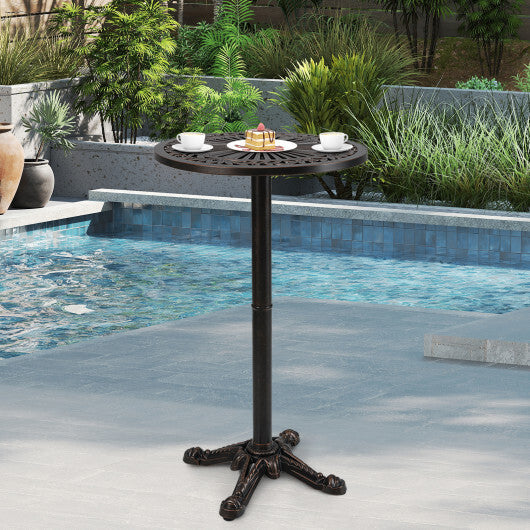 41.5 Inch Patio Round Bar Table Cast Aluminum Bistro Table for Garden-Bronze W2B