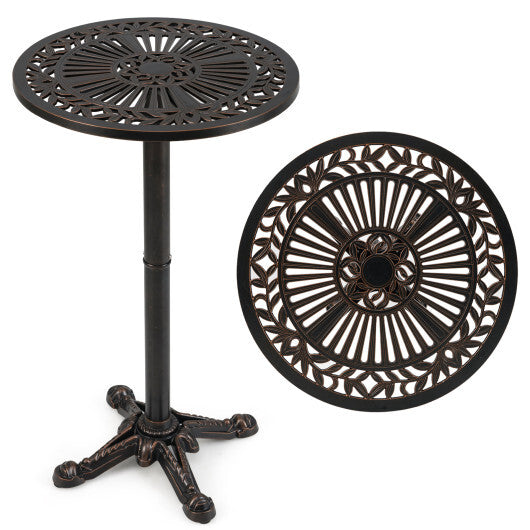 41.5 Inch Patio Round Bar Table Cast Aluminum Bistro Table for Garden-Bronze W2B