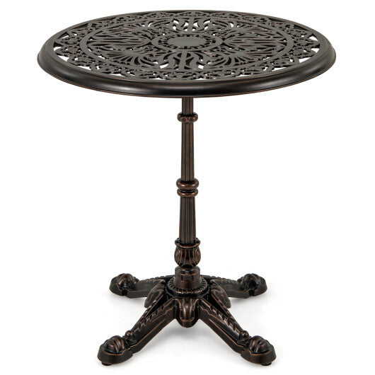 27Inch Round Cast Aluminum Patio Bistro Table with Hollow Top-Copper