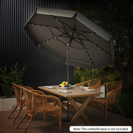 10 Feet Solar Patio Umbrella with 3-Tier Vented Top-Beige W2B