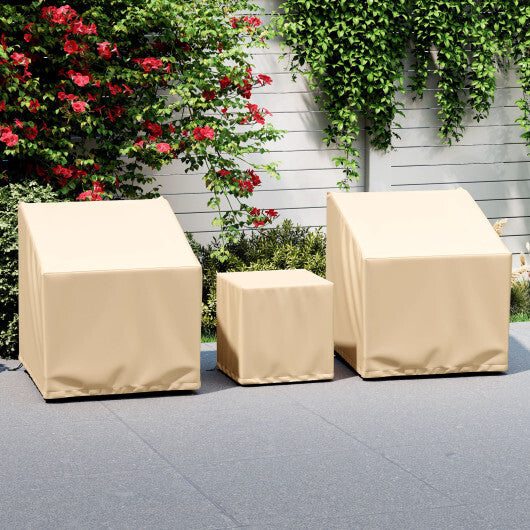 Patio Furniture Covers Waterproof Outdoor Conversation Covers for 3 Pieces Bistro Set-Beige