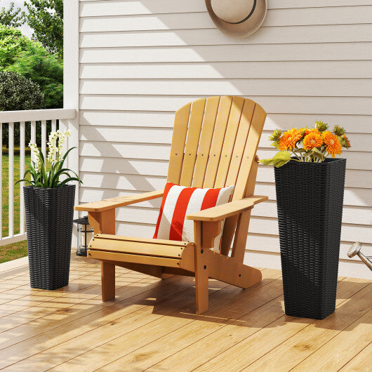 Rattan Tall Planter Set of 2 Outdoor Large Tapered Planters with Removable Inner Trays-Black W2B