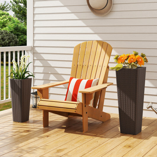 Rattan Tall Planter Set of 2 Outdoor Large Tapered Planters with Removable Inner Trays-Black W2B