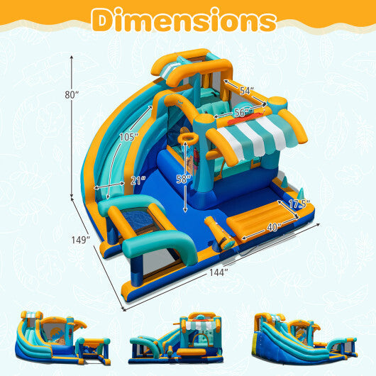 Inflatable Water Slide Bounce House Kids Jump Castle with 735W Blower W2B