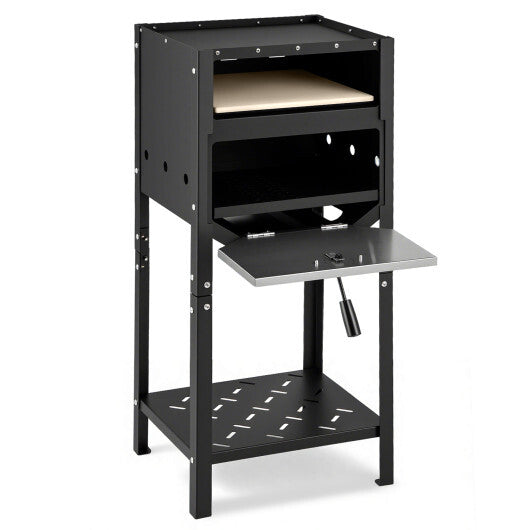 12 Inch Outdoor Pizza Oven with Ash Tray and Wood Storage-Black W2B