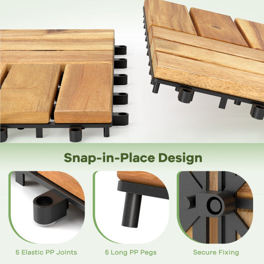 Pack of 30 Acacia Wood Interlocking Deck Tiles-Brown W2B