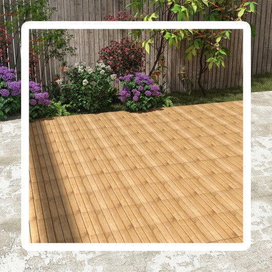 30 PCS Interlocking Deck Tiles 12 x 12 Inch Acacia Wood Patio Tiles with Straight Slats-Natural W2B