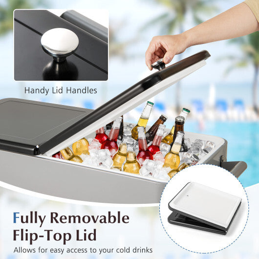 Portable Patio Cooler with Bottom Storage Shelf and Bottle Opener-Red W2B