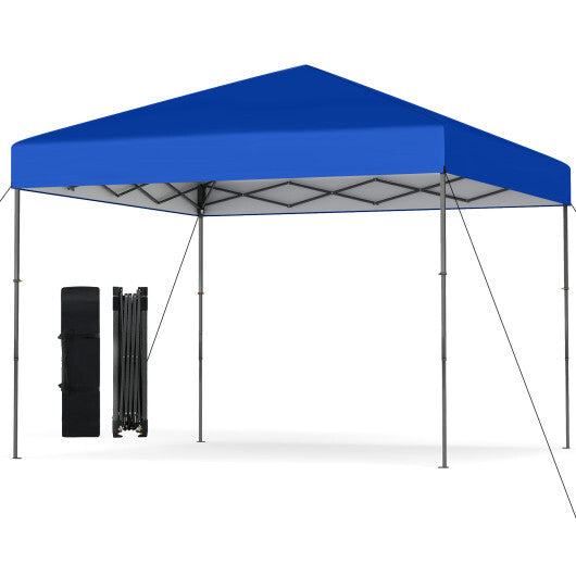 10 X 10 Feet Pop up Canopy Tent with Portable Carrying Bag and 8 Stakes-Blue W2B