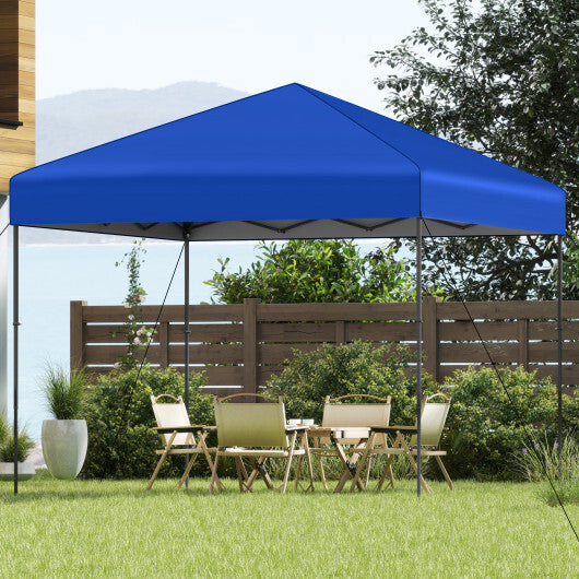 10 X 10 Feet Pop up Canopy Tent with Portable Carrying Bag and 8 Stakes-Blue W2B