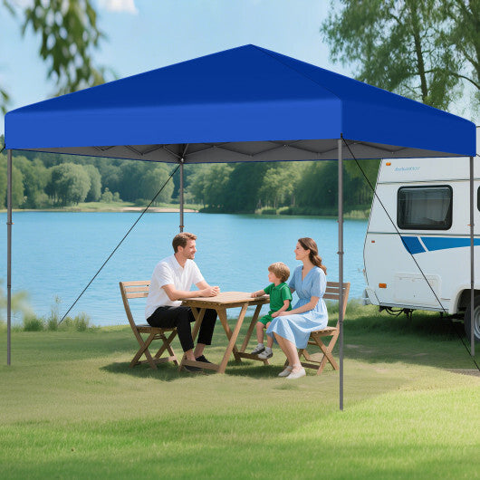 10 X 10 Feet Pop up Canopy Tent with Portable Carrying Bag and 8 Stakes-Blue W2B