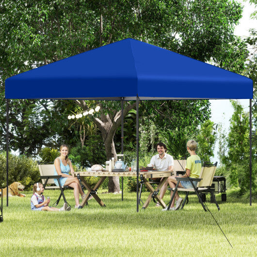 10 X 10 Feet Pop up Canopy Tent with Portable Carrying Bag and 8 Stakes-Blue W2B