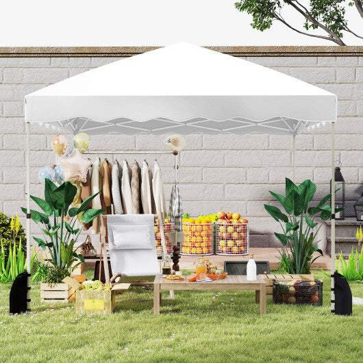 Foldable 10 X 10 Feet Pop up Canopy Tent with Wheeled Bag-White