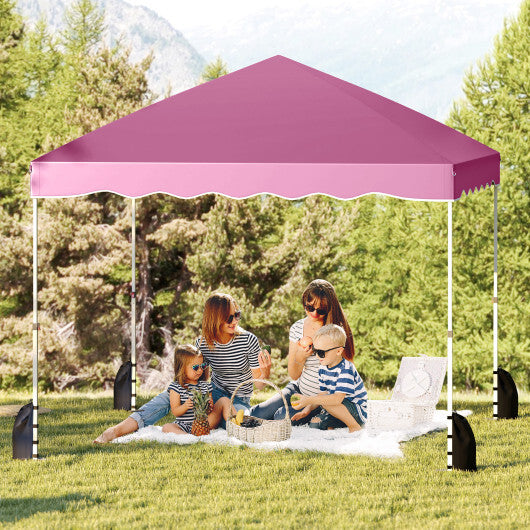 Foldable 10 X 10 Feet Pop up Canopy Tent with Wheeled Bag-White