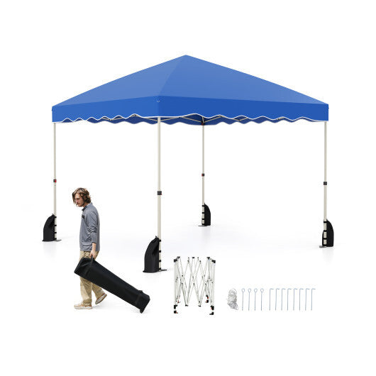 Foldable 10 X 10 Feet Pop up Canopy Tent with Wheeled Bag-White