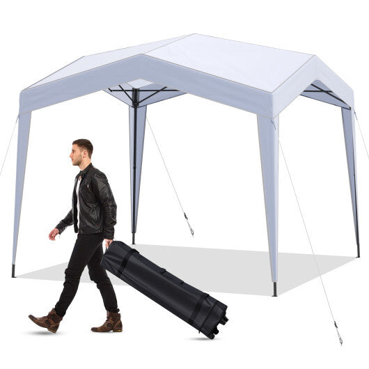 Pop up Canopy Tent with Portable Wheeled Bag 8 Stakes 4 Wind Ropes-White W2B