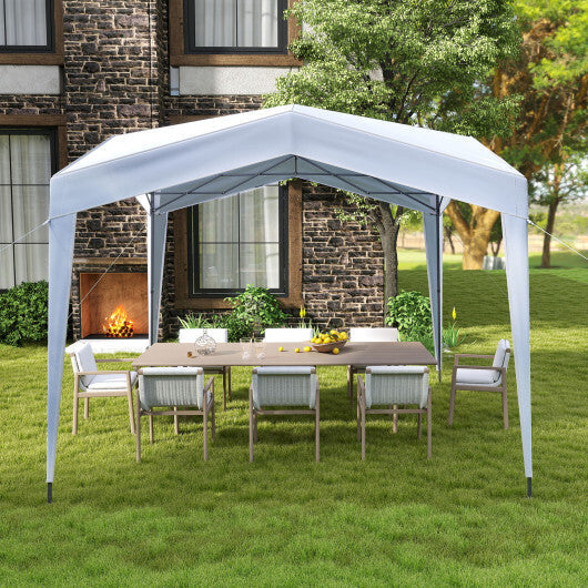 Pop up Canopy Tent with Portable Wheeled Bag 8 Stakes 4 Wind Ropes-White W2B