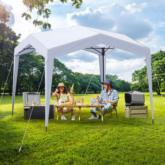 Pop up Canopy Tent with Portable Wheeled Bag 8 Stakes 4 Wind Ropes-White W2B