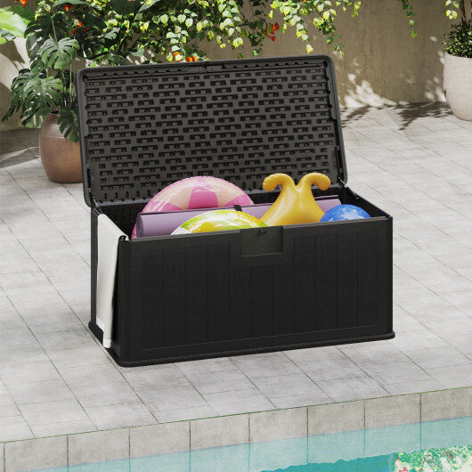 100 Gallon Large Deck Box with Lockable Lid for Patio-Black and Brown W2B