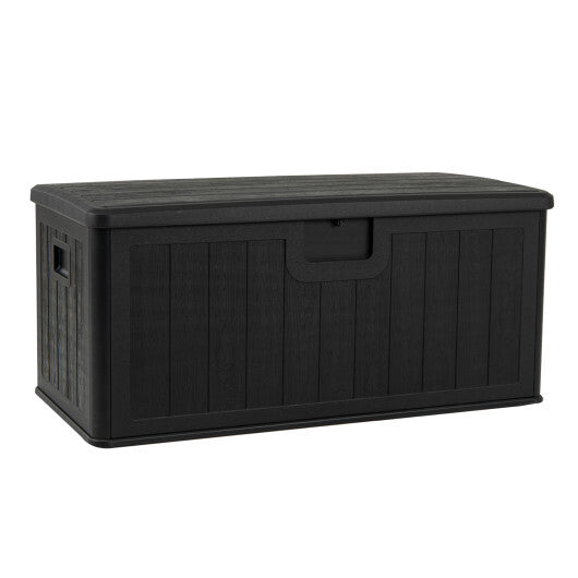 100 Gallon Large Deck Box with Lockable Lid for Patio-Black and Brown W2B