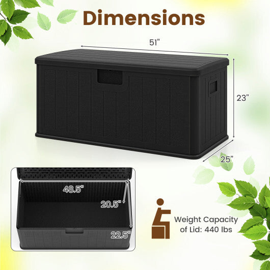 100 Gallon Large Deck Box with Lockable Lid for Patio-Black and Brown W2B