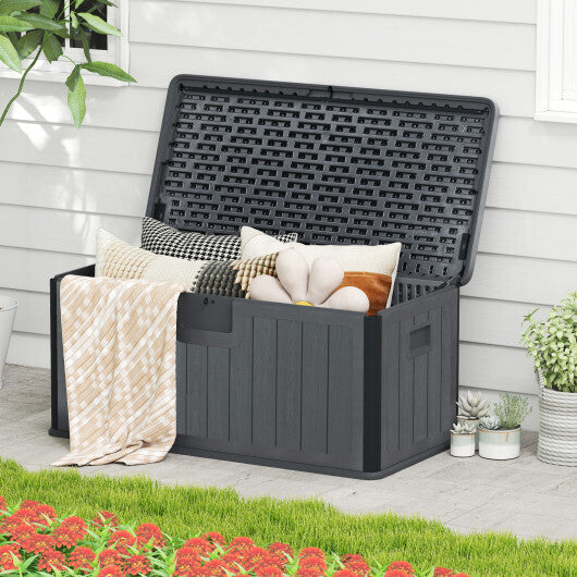 100 Gallon Large Deck Box with Lockable Lid for Patio-Black and Brown W2B