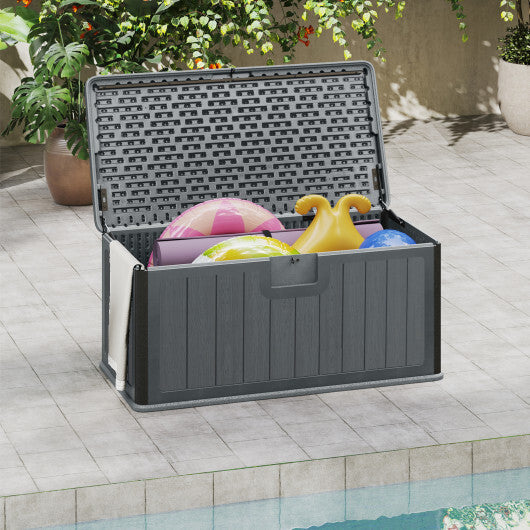 100 Gallon Large Deck Box with Lockable Lid for Patio-Black and Brown W2B